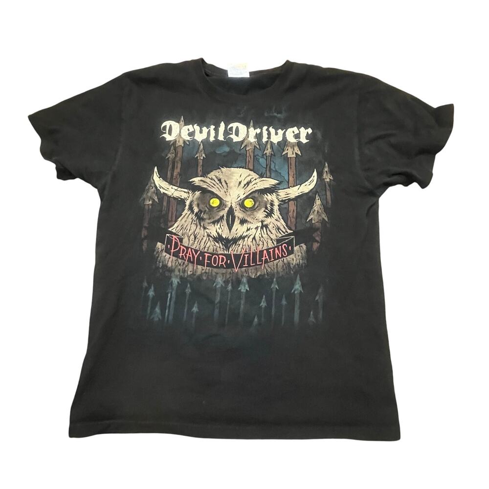 DevilDriver Metal Band Shirt Pray For Villains Graphic Black Men M‎ Short Sleeve